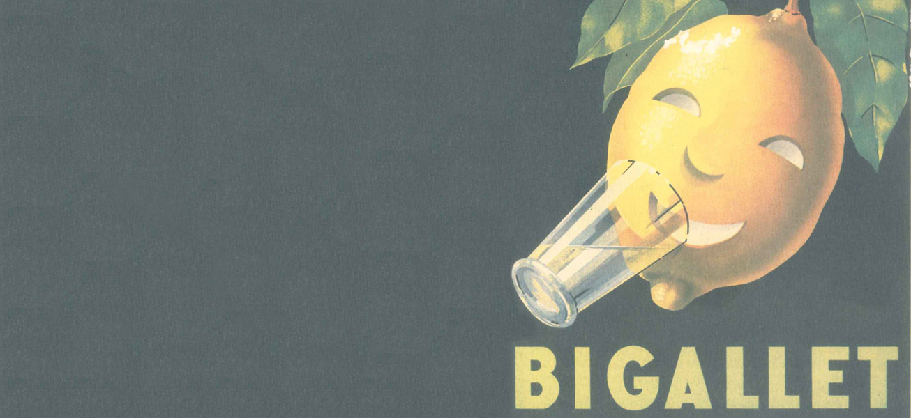 Bigallet Liqueurs lemon drinking illustration background