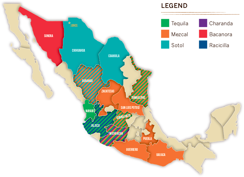 Mexican Spirits Production Map